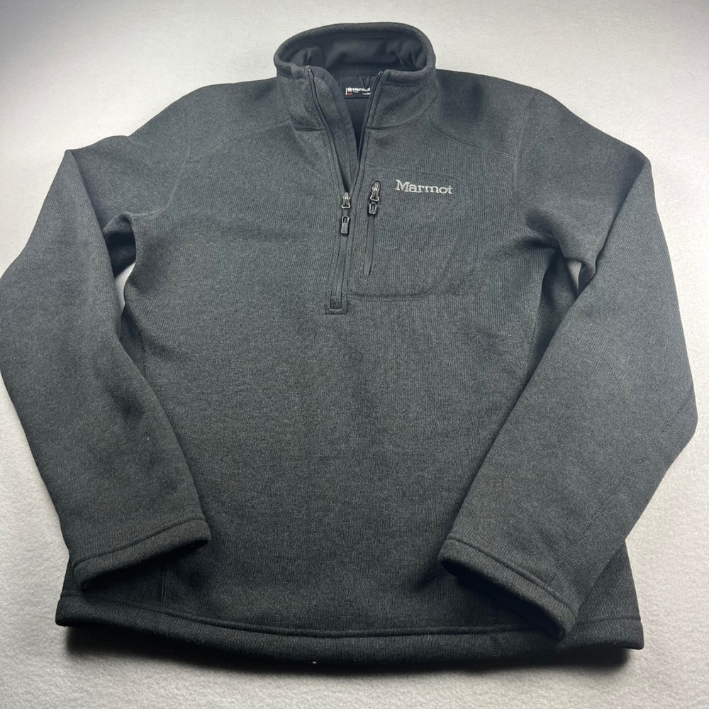 Marmot Mens Gray Heather Quarter Zip Sweater Fleece Jacket Small CC-499